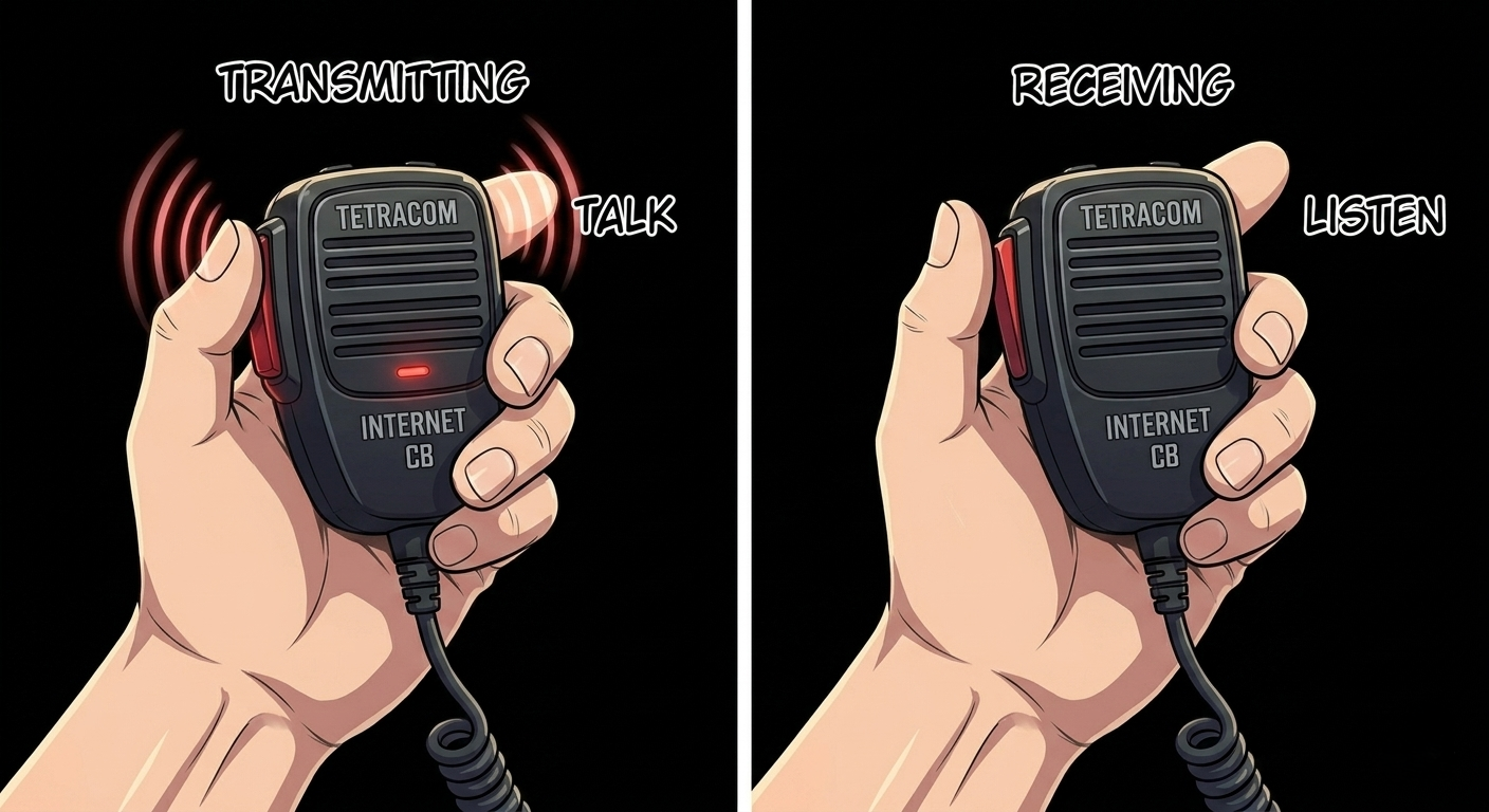 Tetracom microphone in transmit and receive states